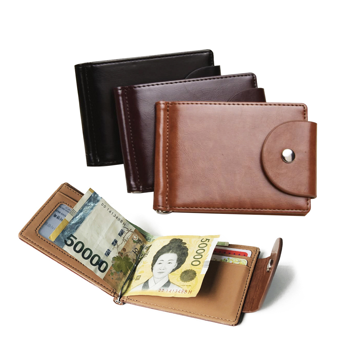 Slim PU Leather Wallet with Clip